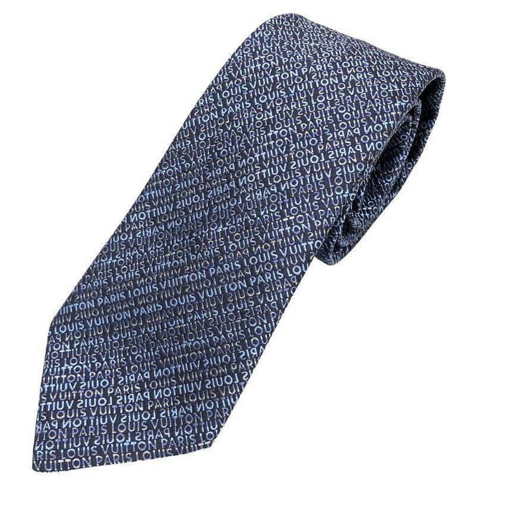 LOUIS VUITTON Louis Vuitton Tie M70592 Blue-Gray Silk Men's